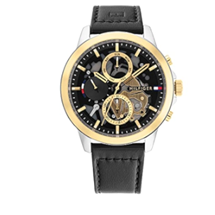 Buy Shop Tommy Hilfiger Henry Chronograph Black Dial Black Leather Strap Watch For Men - 1710474 USA Online