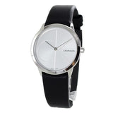 Buy Shop Calvin Klein Minimal Silver Dial Black Leather Strap Watch for Men - K3M221CY USA Online