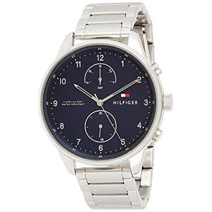 Buy Shop Tommy Hilfiger Chase Multifunction Blue Dial Silver Steel Strap Watch for Men - 1791575 USA Online