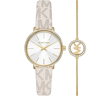 Buy Shop Michael Kors Pyper Quartz Silver Dial White Leather Strap Watch For Women - MK1037 USA Online