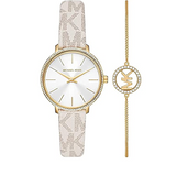 Buy Shop Michael Kors Pyper Quartz Silver Dial White Leather Strap Watch For Women - MK1037 USA Online