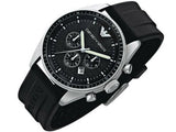 Buy Shop Emporio Armani Sportivo Chronograph Black Dial Black Rubber Strap Watch For Men - AR0527 USA Online
