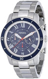 Buy Shop Fossil Grant Sport Chronograph Blue Dial Silver Steel Strap Watch for Men - FS5238 USA Online