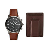 Fossil Townsman Chronograph Gray Dial Brown Leather Strap Watch for Men - FS5522