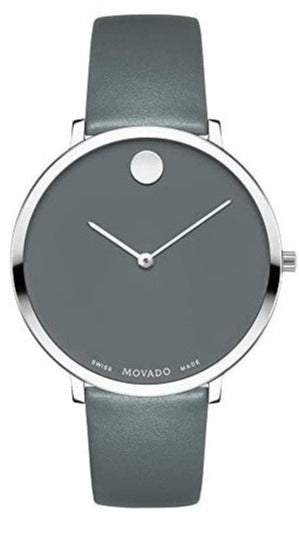 Buy Shop Movado Museum 70th Anniversary Grey Dial Grey Leather Strap Watch For Women - 0607144 USA Online