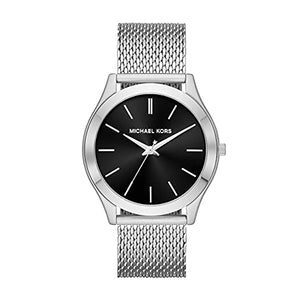 Buy Shop Michael Kors Slim Runway Analog Black Dial Silver Mesh Bracelet Watch For Men - MK8606 USA Online
