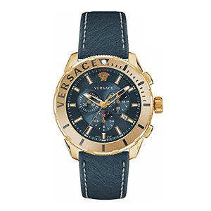 Buy Shop Versace Casual Chronograph Blue Dial Blue Leather Strap Watch for Men - VERG004-18 USA Online