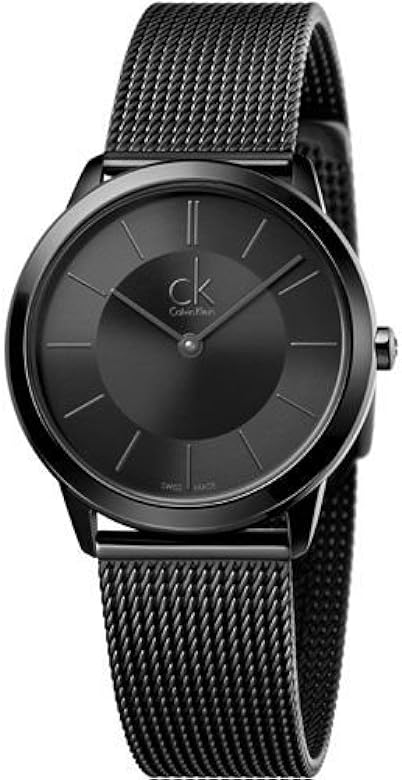 Buy Shop Calvin Klein Minimal Black Dial Black Mesh Bracelet Watch for Men - K3M224B1 USA Online