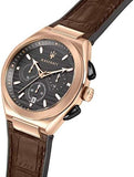 Buy Shop Maserati Triconic Chronograph Grey Dial Brown Leather Strap Watch For Men - R8871639003 USA Online