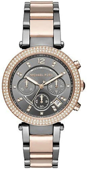 Buy Shop Michael Kors Parker Chronograph Grey Dial Two Tone Steel Strap Watch For Women - MK6440 USA Online