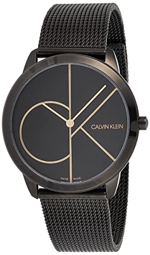 Buy Shop Calvin Klein Minimal Black Dial Black Mesh Bracelet Watch for Men - K3M214X1 USA Online