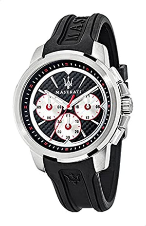 Buy Shop Maserati SFIDA Chronograph Black Silver Dial Black Rubber Strap Watch For Men - R8851123001 USA Online