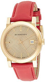 Buy Shop Burberry The City Gold Dial Red Leather Strap Watch for Women - BU9140 USA Online