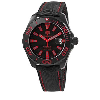 Buy Shop Tag Heuer Aquaracer Caliber 5 Black Dial Black Nylon Strap Watch for Men - WAY208A.FC6381 USA Online