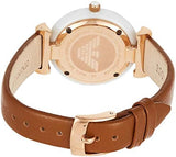 Buy Shop Emporio Armani Gianni T Bar Quartz Mother of Pearl White Dial Brown Leather Strap Watch For Women - AR11040 USA Online