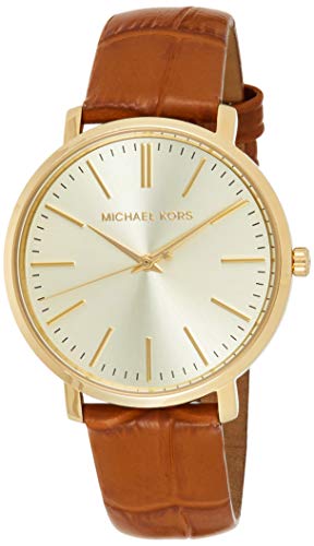 Buy Shop Michael Kors Jaryn Quartz Gold Dial Brown Leather Strap Watch For Women - MK2496 USA Online
