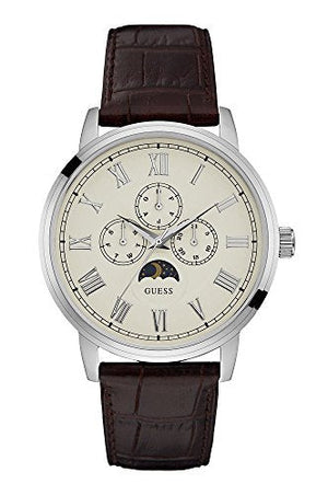 Buy Shop Guess Delancy Quartz White Dial Brown Leather Strap Watch For Men - W0870G1 USA Online