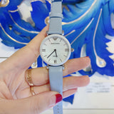 Buy Shop Emporio Armani Gianni T-Bar Mother Of Pearl White Dial Grey Leather Strap Watch For Women - AR11039 USA Online