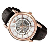 Buy Shop Emporio Armani Meccanico Silver Skeleton Dial Brown Leather Strap Watch For Men - AR1983 USA Online
