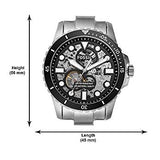 Buy Shop Fossil FB-01 Automatic Skeleton Black Dial Silver Steel Strap Watch for Men - ME3190 USA Online