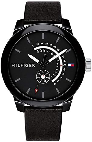 Buy Shop Tommy Hilfiger Denim Quartz Black Dial Black Leather Strap Watch for Men - 1791479 USA Online