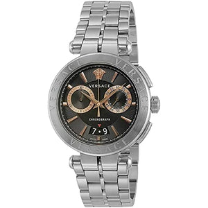 Buy Shop Versace Aion Chronograph Black Dial Silver Steel Strap Watch For Men - VE1D01019 USA Online