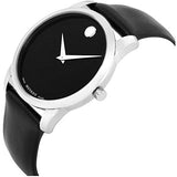 Buy Shop Movado Museum Black Dial Black Leather Strap Watch For Men - 606502 USA Online