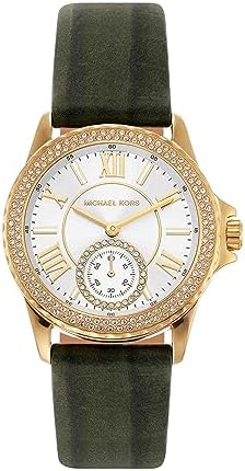 Buy Shop Michael Kors Mini Everest Crystals White Dial Green Leather Strap Watch for Women - MK4720 USA Online