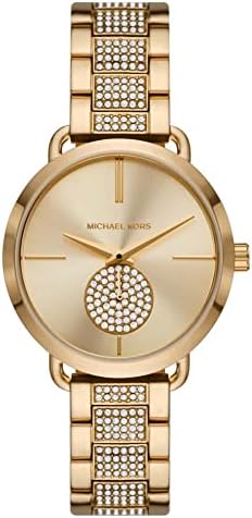 Buy Shop Michael Kors Portia Three-Hand Crystals Gold Dial Gold Steel Strap Watch for Women - MK4602 USA Online