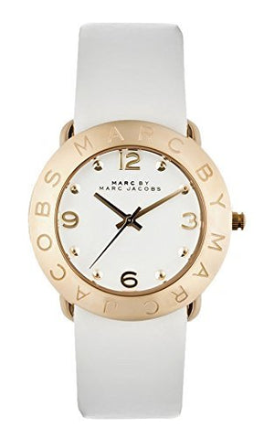 Buy Shop Marc Jacobs Amy White Dial White Leather Strap Watch for Women - MBM1150 USA Online