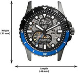Buy Shop Fossil FB-01 Automatic Skeleton Black Dial Grey Steel Strap Watch for Men - ME3201 USA Online