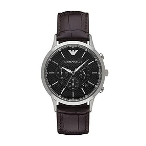 Buy Shop Emporio Armani Renato Chronograph Black Dial Brown Leather Strap Watch For Men - AR2482 USA Online