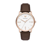 Buy Shop Emporio Armani Minimalist Quartz White Dial Brown Leather Strap Watch For Men - AR11572 USA Online