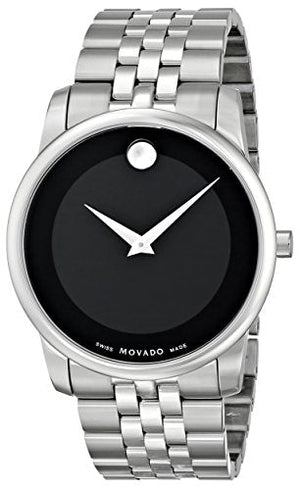 Buy Shop Movado Museum Classic Black Dial Silver Steel Strap Watch For Men - 606504 USA Online