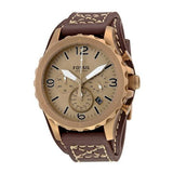 Buy Shop Fossil Nate Chronograph Gold Dial Brown Leather Strap Watch for Men - JR1495 USA Online