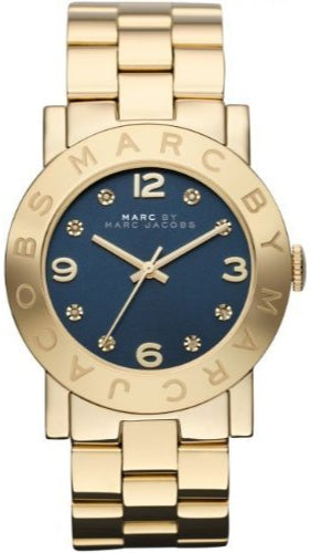 Buy Shop Marc Jacobs Amy Blue Dial Gold Steel Strap Watch for Women - MBM3166 USA Online