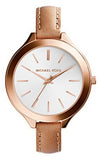 Buy Shop Michael Kors Runway Slim Quartz White Dial Beige Leather Strap Watch For Women - MK2284 USA Online