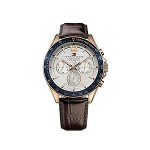 Buy Shop Tommy Hilfiger Luke Quartz White Dial Brown Leather Strap Watch for Men - 1791118 USA Online