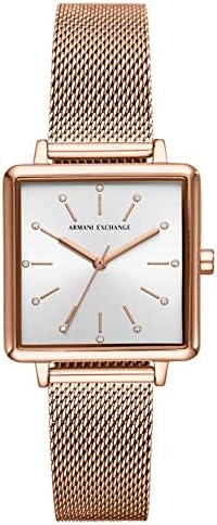 Buy Shop Armani Exchange Lola Quartz Silver Dial Rose Gold Mesh Strap Watch For Women - AX5802 USA Online