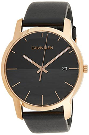 Buy Shop Calvin Klein City Quartz Black Dial Black Leather Strap Watch for Men - K2G2G6CZ USA Online