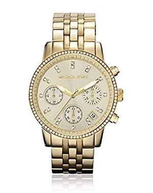 Buy Shop Michael Kors Runway Chronograph Gold Dial Gold Steel Strap Watch For Women - MK5698 USA Online