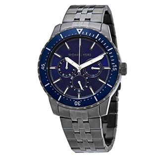 Buy Shop Michael Kors Chronograph Cunningham Multifunction Blue Dial Grey Steel Strap Watch For Men - MK7155 USA Online
