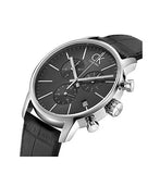 Calvin Klein City Chronograph Black Dial Black Leather Strap Watch for Men - K2G271C3