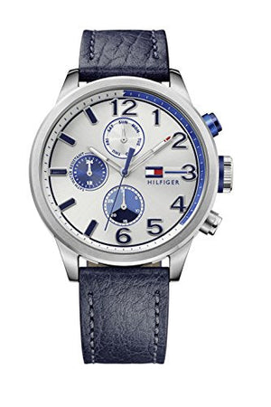 Buy Shop Tommy Hilfiger Jackson Silver Dial Black Leather Strap Watch for Men - 1791240 USA Online