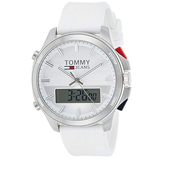 Buy Shop Tommy Hilfiger Digital Silver Dial White Silicone Strap Watch For Men - 1791764 USA Online