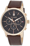Buy Shop Tommy Hilfiger Multi Function Chronograph Black Dial Brown Leather Strap Watch for Men - 1791631 USA Online