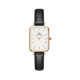 Buy Shop Daniel Wellington Quadro White Dial Black Leather Strap Watch For Women - DW00100450 USA Online