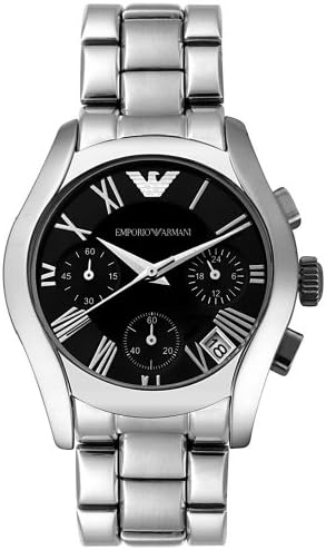 Buy Shop Emporio Armani Velente Chronograph Black Dial Silver Steel Strap Watch For Women - AR0674 USA Online