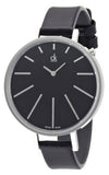 Buy Shop Calvin Klein Equal Black Dial Black Leather Strap Watch for Women - K3E231C1 USA Online