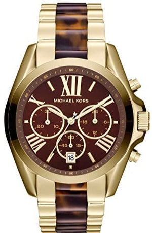 Buy Shop Michael Kors Bradshaw Chronograph Brown Dial Two Tone Steel Strap Watch For Women - MK5696 USA Online